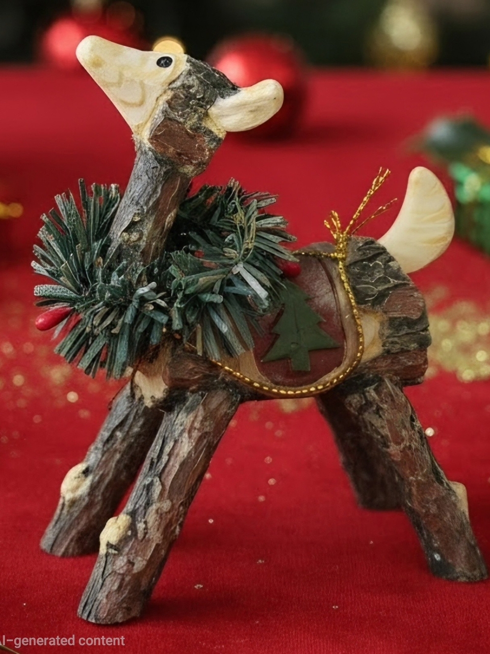 Vintage Rustic Folk Art Carved Reindeer